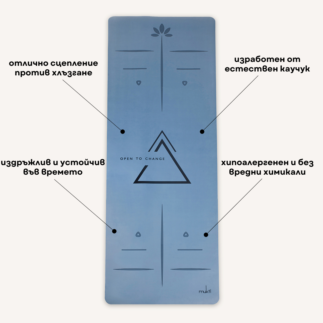 Постелка за йога OPEN TO CHANGE каучук, синьо