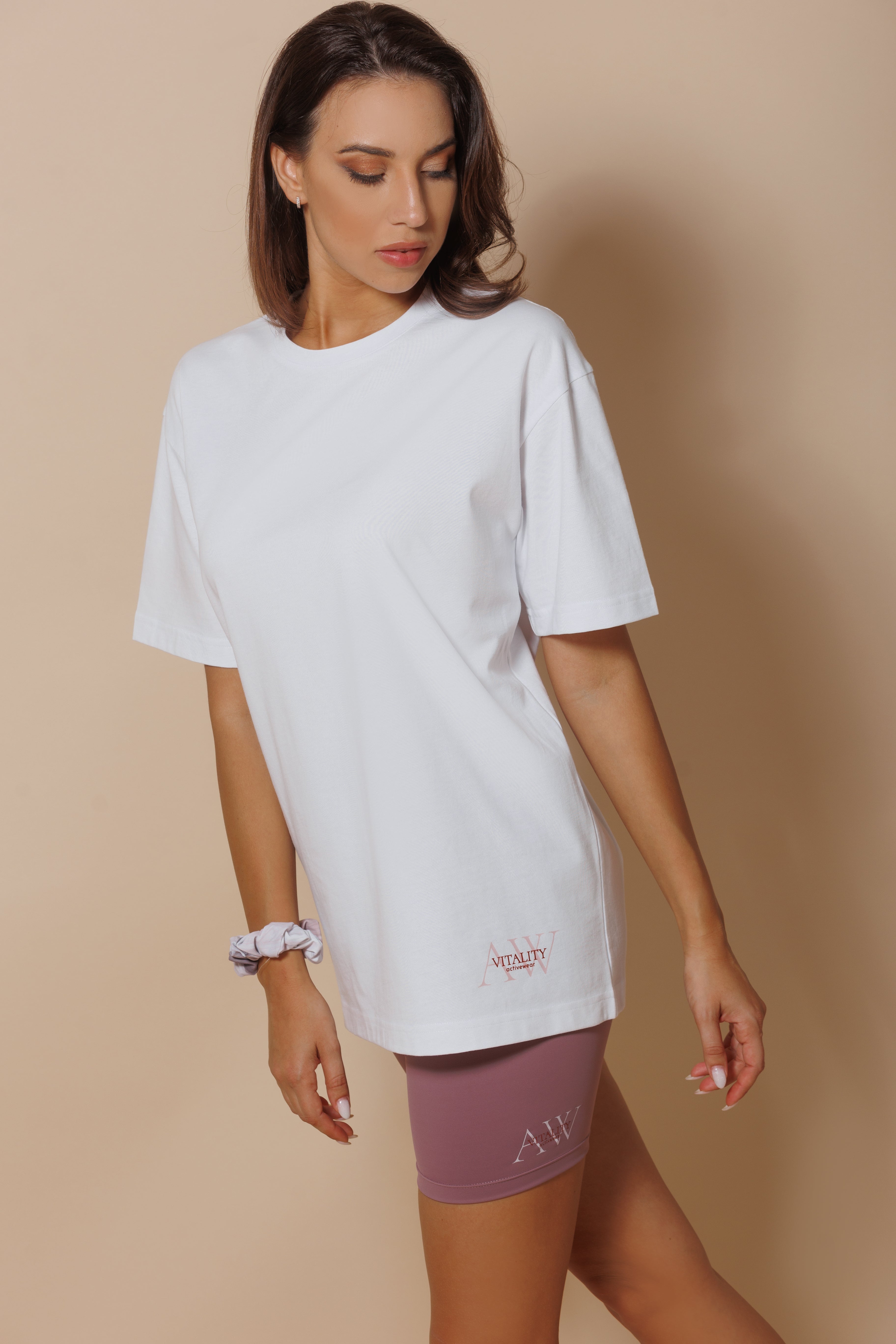 Дамска oversize тениска VAW розово