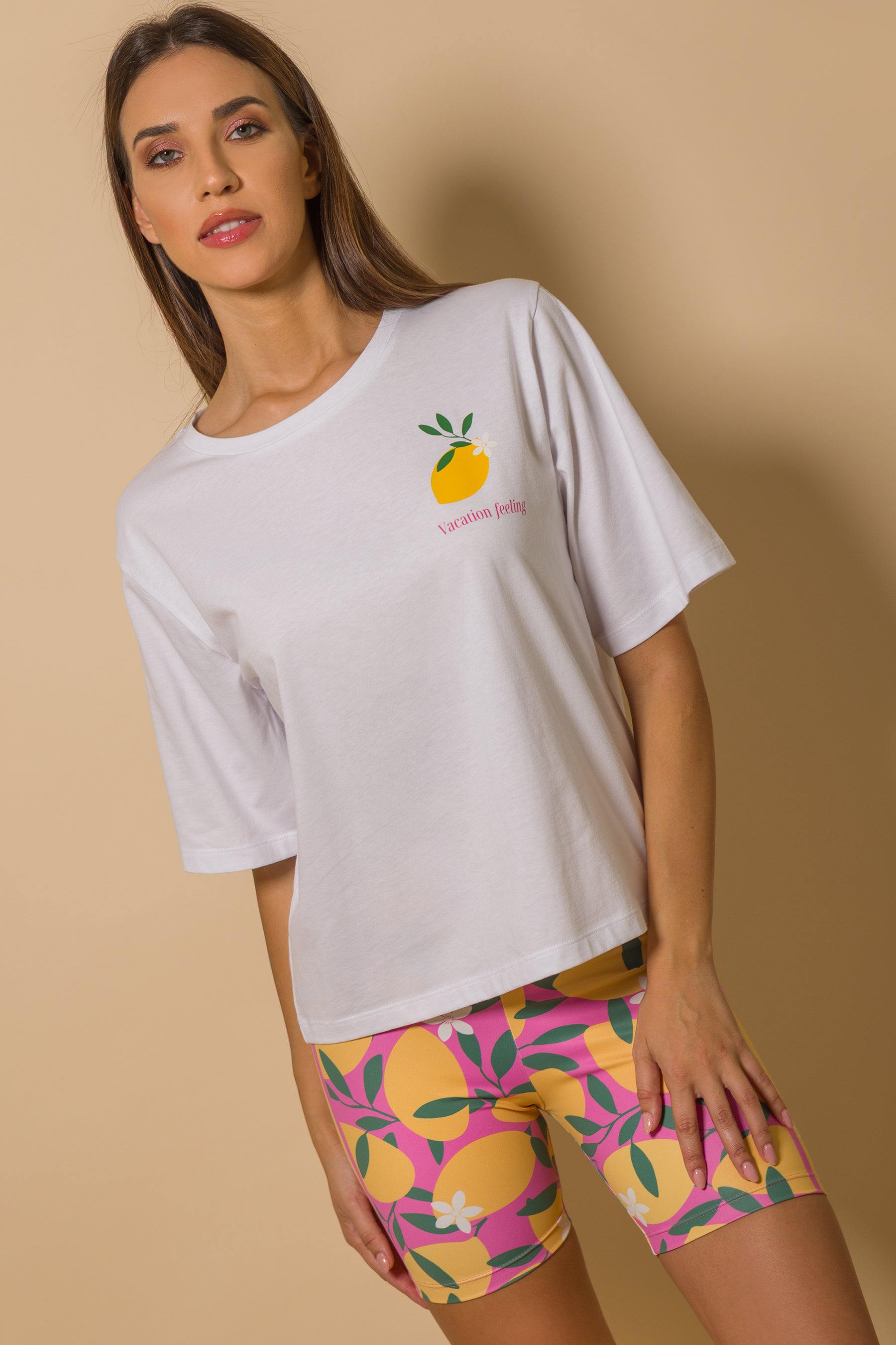 Дамска бяла тениска LEMON