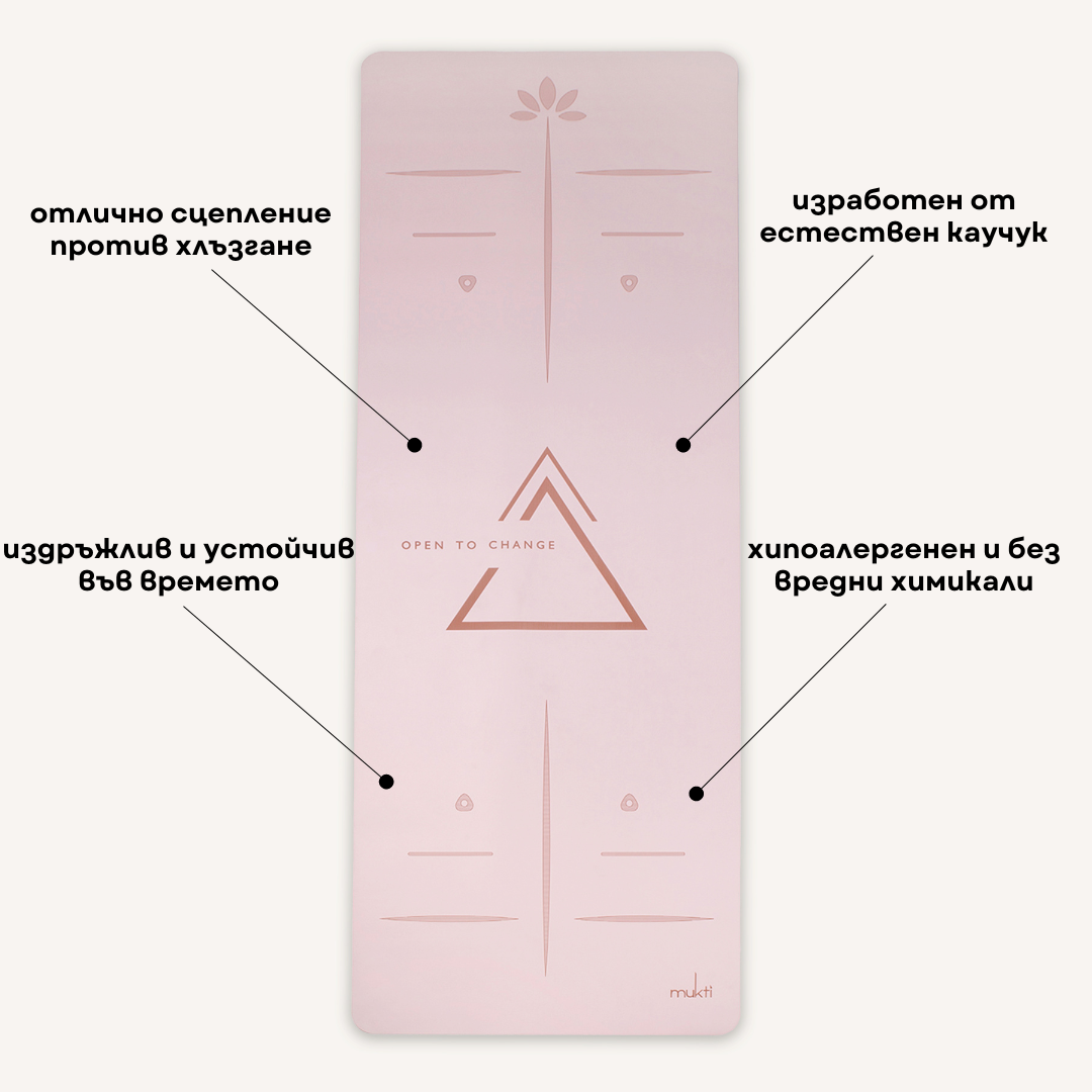 Постелка за йога OPEN TO CHANGE каучук, розово