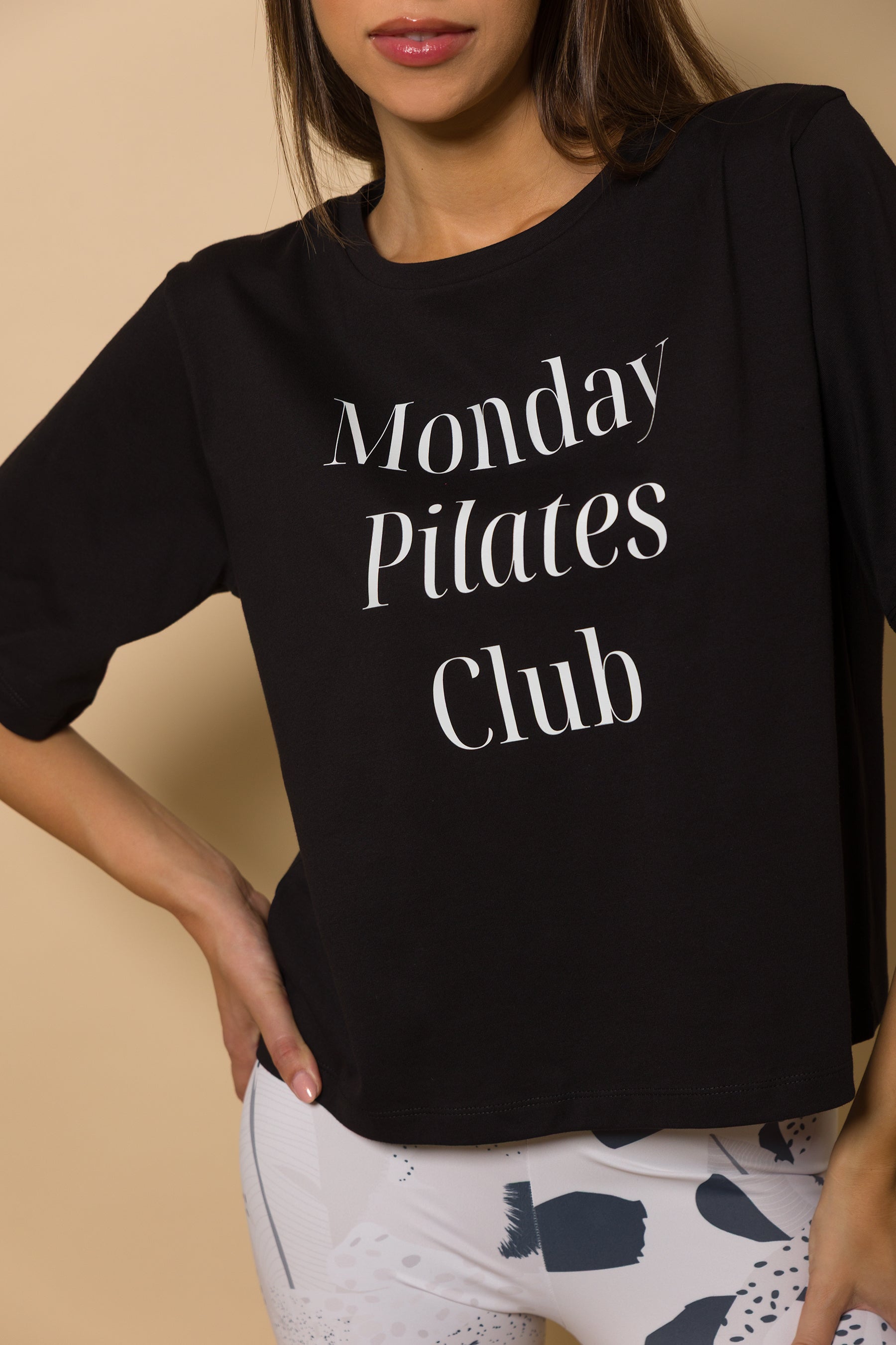 Дамска черна тениска PILATES
