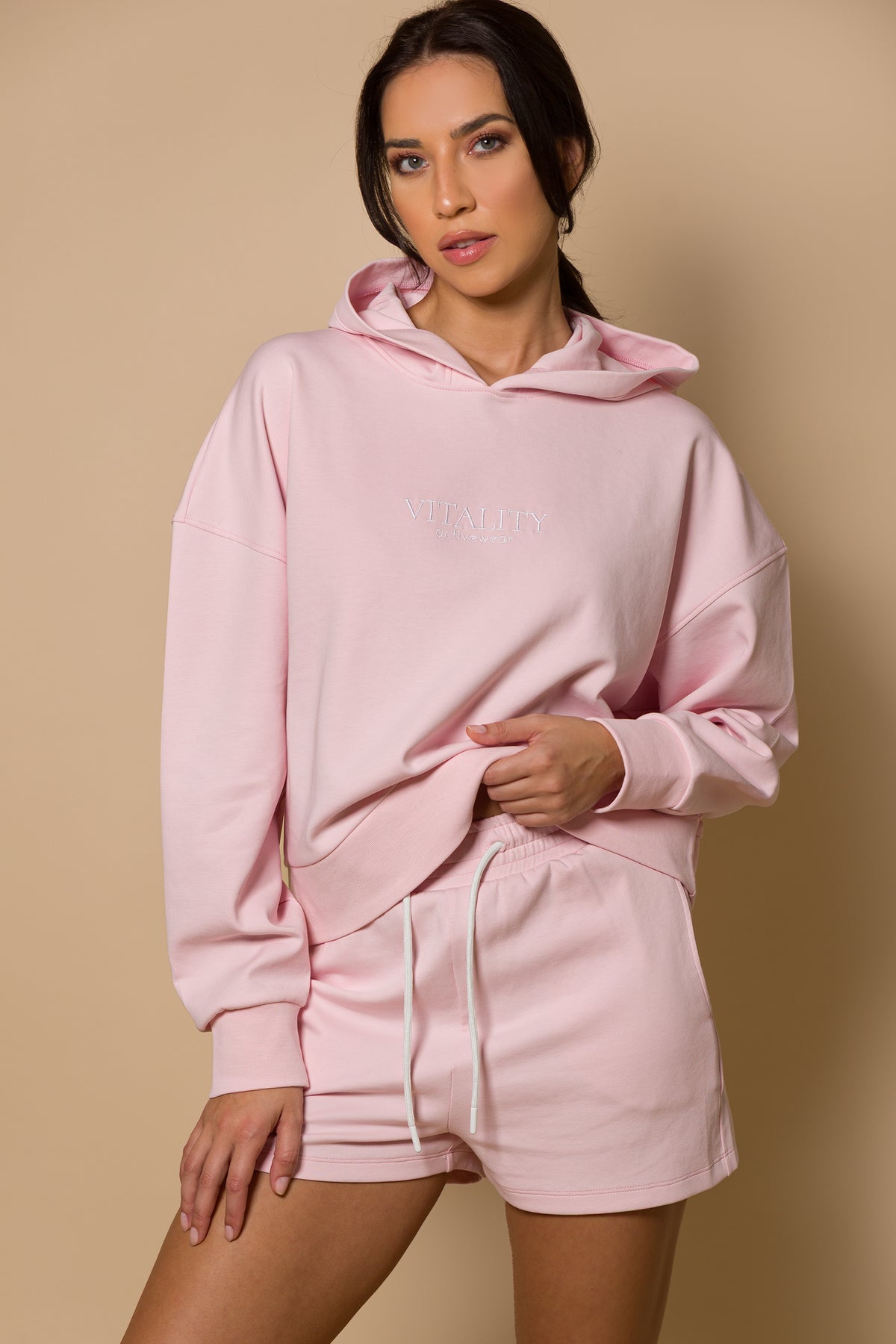 Дамски комплект от суитшърт и къси панталони ICE PINK