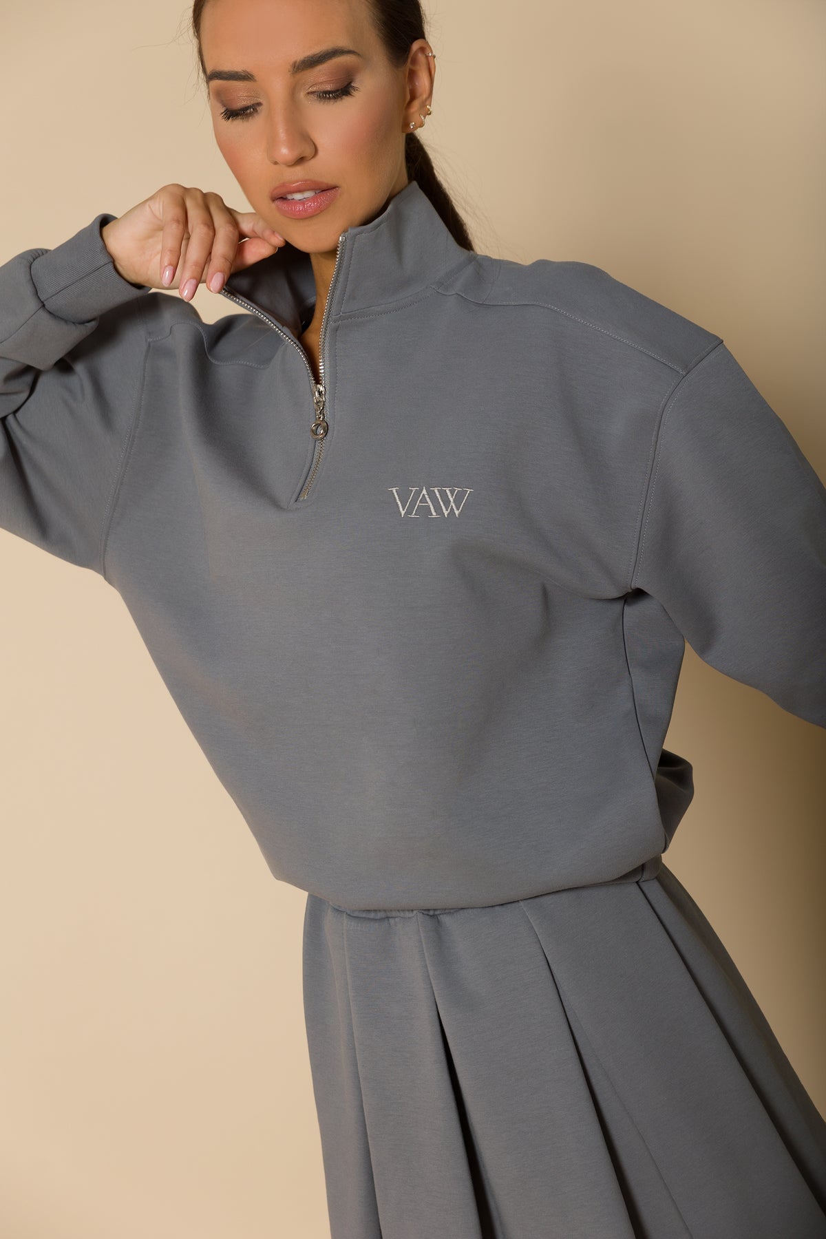 Дамски суитшърт с цип SOFT GREY