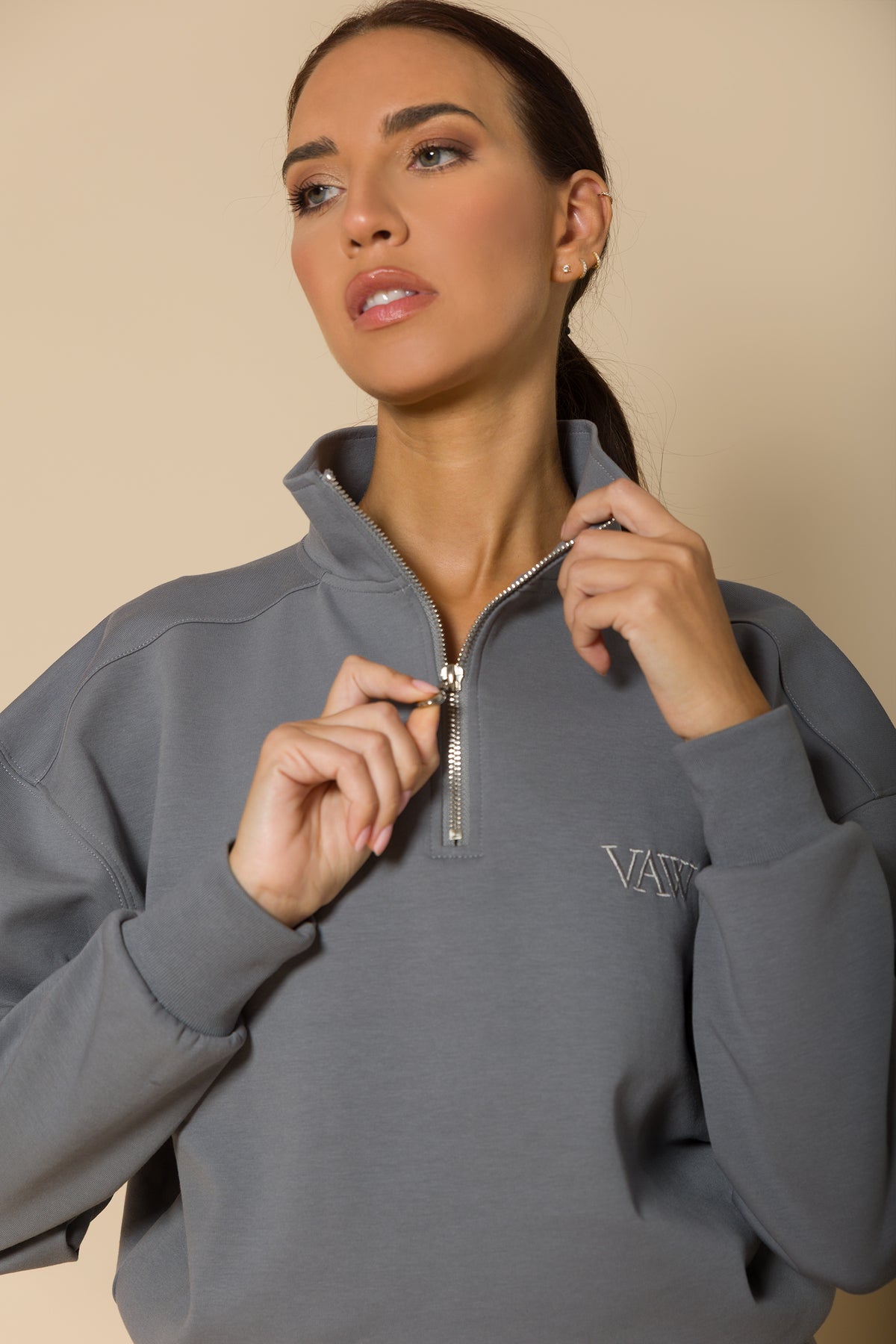 Дамски суитшърт с цип SOFT GREY